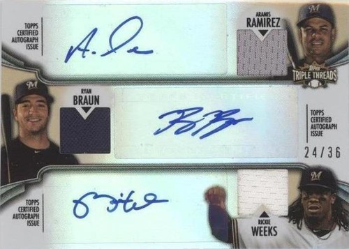 2012 Topps Triple Threads - Aramis Ramirez Rickie Weeks Ryan Braun #TTARC-13