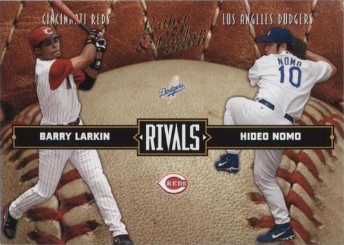 2004 Donruss Leather & Lumber - Barry Larkin Hideo Nomo #LLR-16