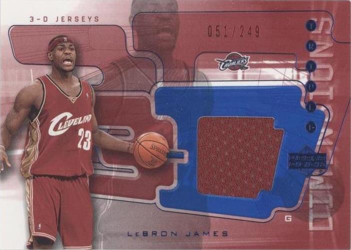 2003-04 Upper Deck Triple Dimensions - 3-D Memorabilia Jersey #3DJ13 LeBron James /249 (MEM, RC)