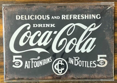 Coca-Cola Vintage Novelty Metal Sign 12'' x 8'' Wall Art Delicious & Refreshing