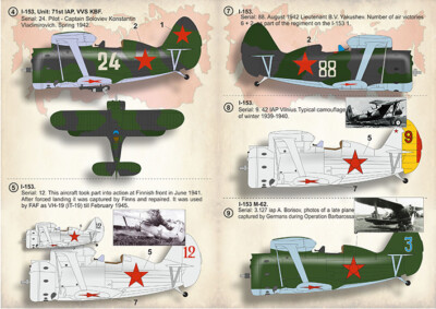 Print Scale 32-025 - 1/32 - Polikarpov I-153 "Chaika" Part 1, decal for aircraft