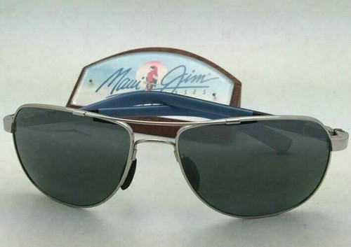 Pre-owned Maui Jim Guardrails Sunglasses Mj 327-17 Silver Frame With Polarized Grey Lenses In Gray