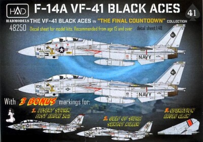 Hungarian Aero Decals 1/48 F-14A TOMCAT VF-41 BLACK ACES Final Countdown Collect