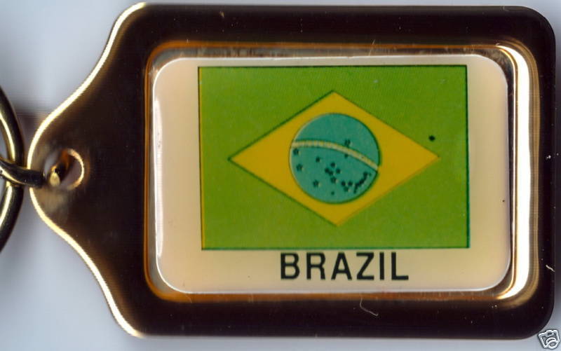 Brazil Flag Solid Brass Key Chain NEW