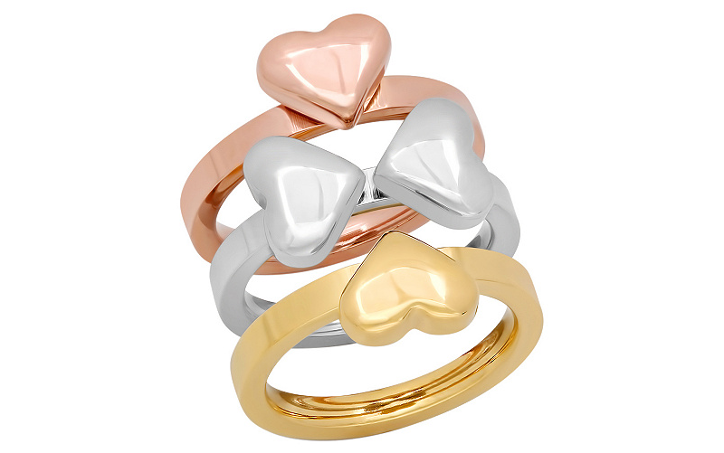 Steel by Design Three-Piece Heart Clover Ring