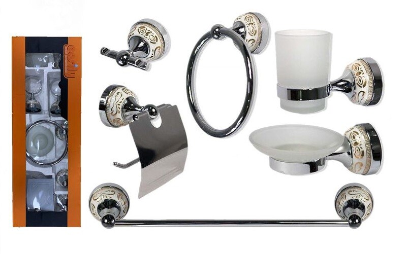 Bagno 6 Accessori Cromato Porta Asciugamano Rotolo Bicchiere Spazzolin 52436 dfh