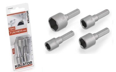 KREATOR ASSORTIMENTO 4 BUSSOLE trapano avvitatore ATTACCO ESAGONALE 7 8 10 13 mm