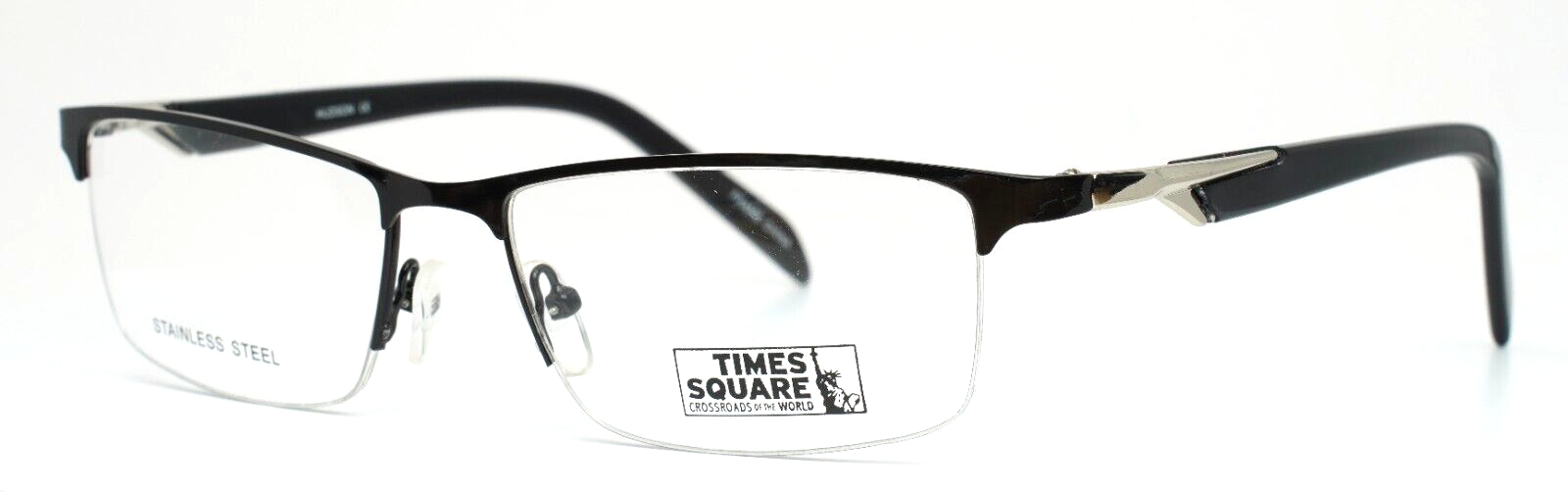 SAINT M××××××　SMILE SMILEN Hudson Black Mens Rectangle Half Rim Eyeglasses 54-17