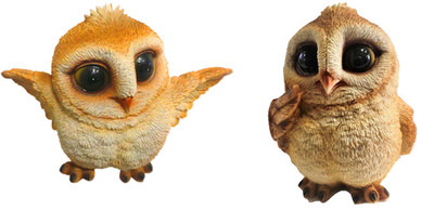Vivid Arts kleine Eulen mit  Kunstharz Deko Tierfigur Dekofigur Gartenfigur