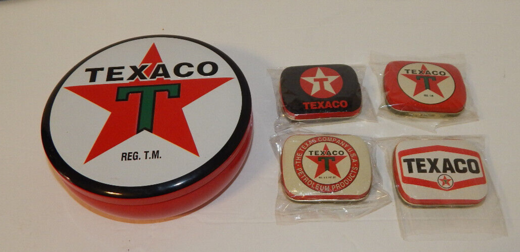 Texaco 5 inch Collectors Canister Tin with 4 Tin Pill Mint Box...