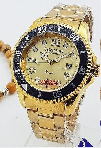 Orologio Polso LongBo 80430g Uomo Quarzo Data Elegante Dorato Oro lac