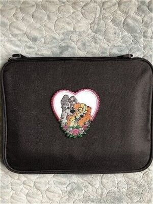 NEW Embroidery Lady & Tramp Framed Heart Pin Book Bag For Disney Pin Collections