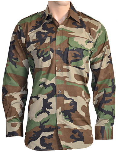 Military Ripstop Field Shirt All Sizes Woodland Camo Cotton