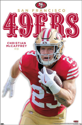 Christian McCaffrey SUPERSTAR San Francisco 49ers NFL Action 22x34 POSTER