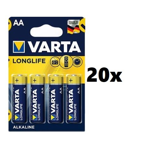Confezione 80 Pile Batterie Varta Longlife Alcaline AA Stilo hsb