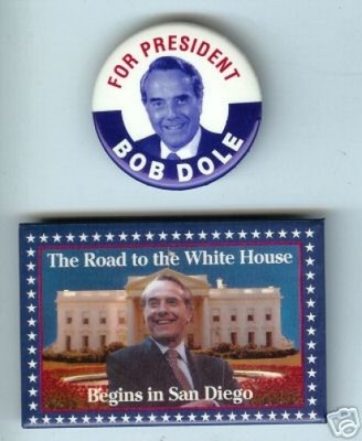 2 Robert Bob DOLE 1996 pin ALSO RAN Republican Campaign pinback button