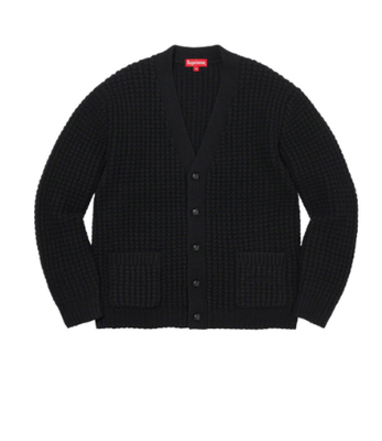 Supreme Waffle Knit Cardigan Black Size XL (FW21) Merino Wool