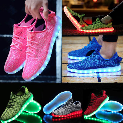 Unisex 7 LED Light Lace Up Luminous Shoes Sneaker Sportswear USB Rechargeable