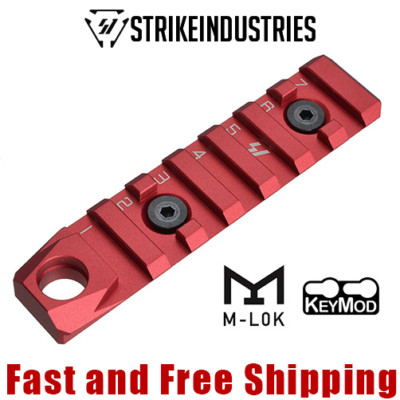 Strike Industries LINK 7-Slot Rail Section w/QD Socket fit KeyMod & M-LOK - Red