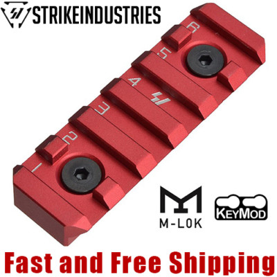 Strike Industries LINK 6-Slot Picatinny Rail Section fit KeyMod & M-LOK - Red