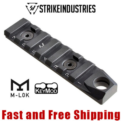 Strike Industries LINK 7-Slot Rail Section w/QD Socket fit KeyMod & M-LOK -Black