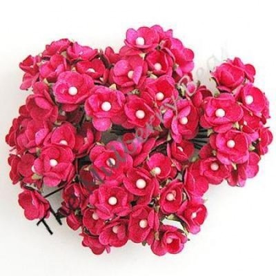 50 Flowers Fuchsia flower Hot Pink Handmade mulberry paper 3-D crafts wedding
