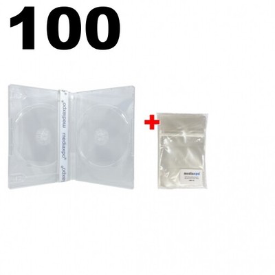 100 STANDARD Super Clear Double DVD Cases & 100 OPP Bags