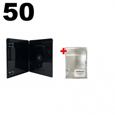 50 PREMIUM SLIM GLOSSY Black 4K Blu-Ray Single Cases 7MM & 100 OPP Bags