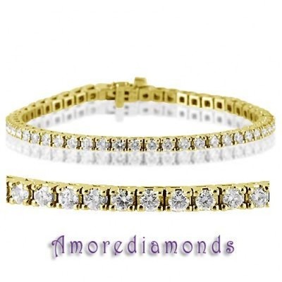 Pre-owned Amore Diamonds 4.8 Ct F Vs2 Round Diamond 4 Prong Classic Tennis Bracelet 14k White Gold 7"