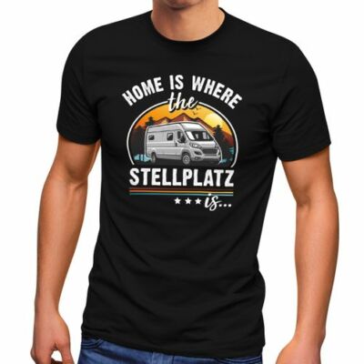 Herren T-Shirt Camping Home is where the Stellplatz is Geschenke für Camper