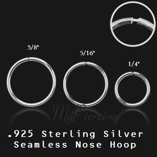 18G .925 Sterling Silver Seamless Hoop Nose Ring Earring