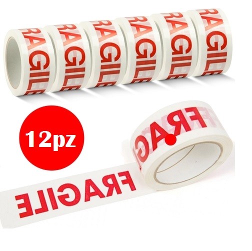 Set 12 Pezzi Rotolo Nastro Adesivo Imballaggi Scritta Fragile moc