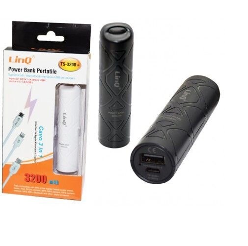 Power Bank Batteria Esterna Ricaricabile 3200mah Con Plug 3in1 linq Ts-3200+