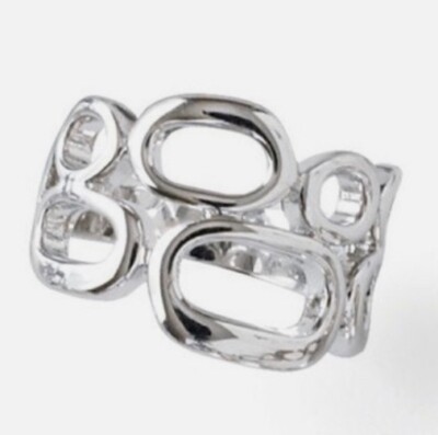 Lia Sophia  Structure/Synthesis  Cut Out Design Silver Tone Band Ring Size 6