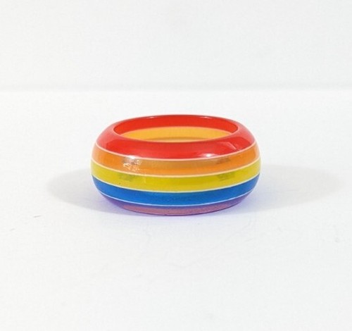 Rainbow Layered Plastic Ring - size 7.75 | eBay