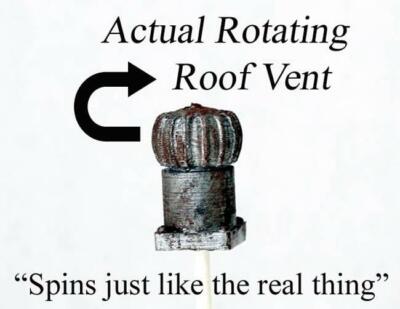 Cyclone Roof Vent that spins just like the real vent, Motorized O/On30 scale