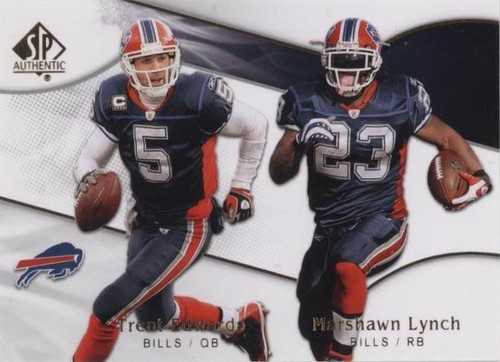 2009 SP Authentic Marshawn Lynch Trent Edwards #136