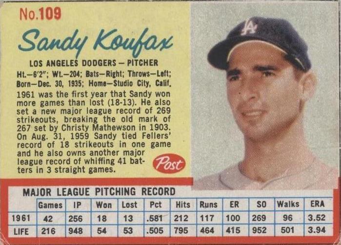 Correo 1962 - Sandy Koufax #109