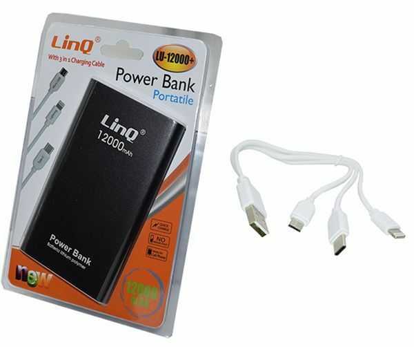 Batteria Esterna Power Bank 12000Mah Carica Rapida Smartphone Linq Lu-12000