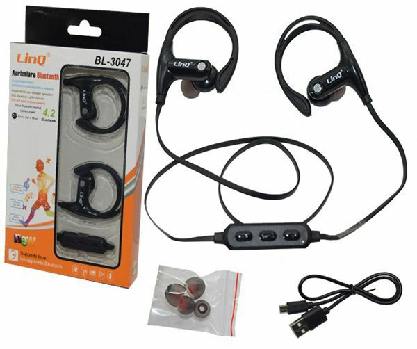 Auricolari Wireless Bluetooth 4.2 Cuffie Musica Voce Chiamate Sport Linq Bl-3047