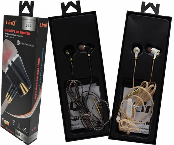Cuffie Auricolari Smartphone Con Microfono Jack 3,5mm Linq L-19