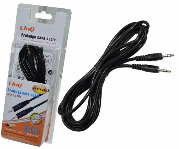Cavo Audio Stereo Linq Mini Jack 3,5" M/M 3 Mt Prolunga linq Av m/m-3mb