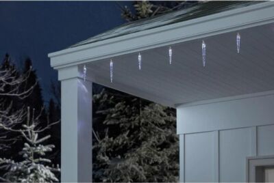 Gemmy Lightshow Color Motion 24 Count White Deluxe LED Christmas Icicle Lights 