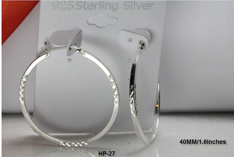 40M CROSS CUT STERLING SILVER 925 BEAUTIFUL BRAND NEW LIGHT WEIGHT HOOP EARRINGS