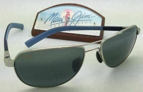 Pre-owned Maui Jim Guardrails Sunglasses Mj 327-17 Silver Frame With Polarized Grey Lenses In Gray