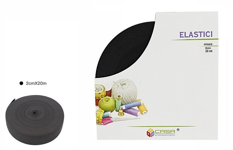 Rotolo Nastro Elastico Nero Cucito Cucire Tessuto Sarto 2cm x 20 Metri dfh