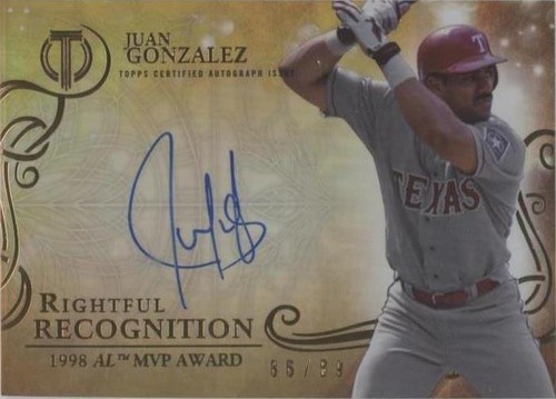 2015 Topps Tribute - Juan González #NOW-JG