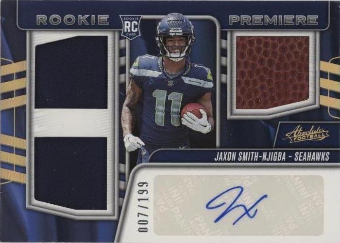 2023 Panini Absolute - Rookie Premiere Materials Autographs #RPM-JSN Jaxon Smith-Njigba /199 (AU, MEM, RC)