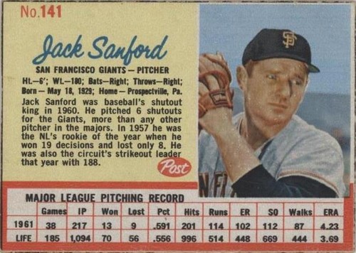 1962 Post - Jack Sanford #141