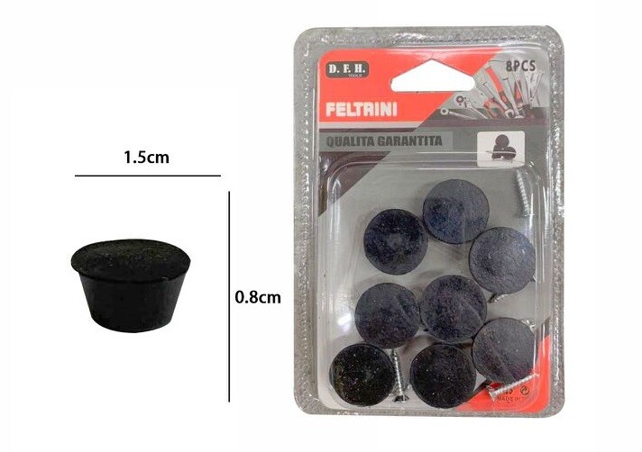Set 8 Pezzi Tappi Tappini Piedini Gomma Per Mobili Con Viti Diametro 15mm dfh